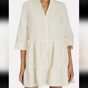 APIECE APART Maurino Dress Linen Blend Cream Tiered Shirtdress Button Up Size 2X